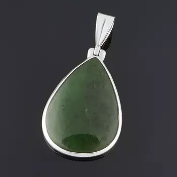Кулон нефрит зеленый (серебро 925 пр.) капля
