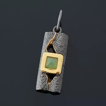 Кулон нефрит зеленый (серебро 925 пр., позолота)
