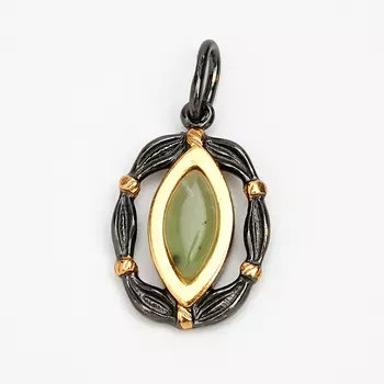 Кулон нефрит зеленый (серебро 925 пр., позолота)