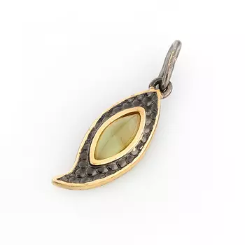 Кулон нефрит зеленый (серебро 925 пр., позолота)