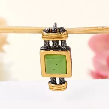 Кулон нефрит зеленый (серебро 925 пр. позолота, родир. черн.)