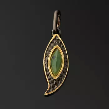 Кулон нефрит зеленый (серебро 925 пр. позолота, родир. черн.)