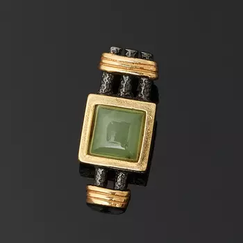 Кулон нефрит зеленый (серебро 925 пр. позолота, родир. черн.)