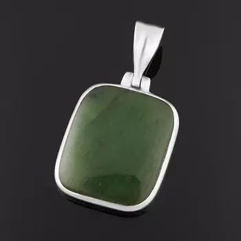 Кулон нефрит зеленый (серебро 925 пр.) прямоугольник