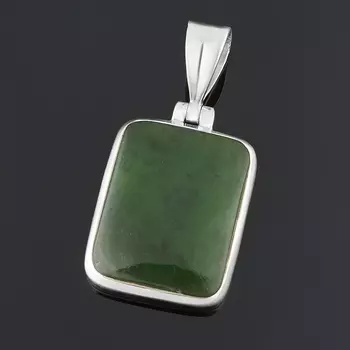 Кулон нефрит зеленый (серебро 925 пр.) прямоугольник