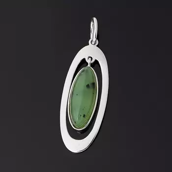 Кулон нефрит зеленый (серебро 925 пр. родир. бел.)
