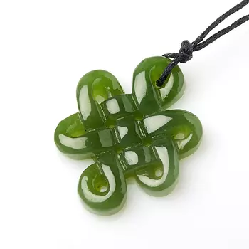 Кулон нефрит зеленый (текстиль)