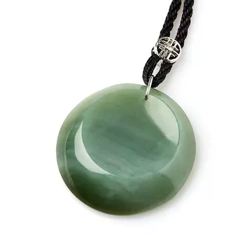 Кулон нефрит зеленый (текстиль) круг