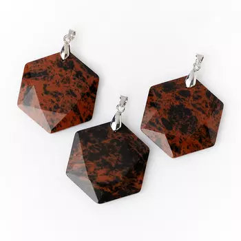 Кулон обсидиан коричневый (биж. сплав) огранка 4,5 см