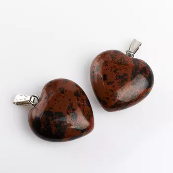 Кулон обсидиан коричневый (биж. сплав) сердечко 4 см