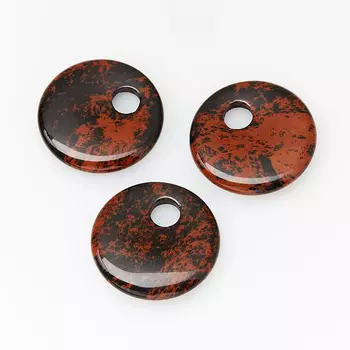 Кулон обсидиан коричневый круг 3 см