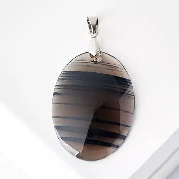 Кулон обсидиан прозрачный (биж. сплав) овал