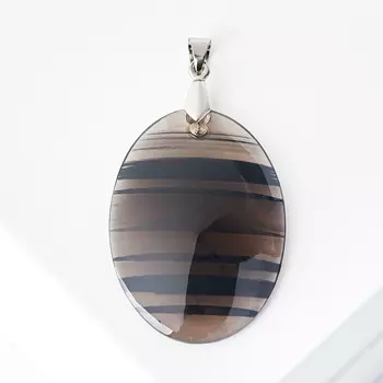 Кулон обсидиан прозрачный (биж. сплав) овал