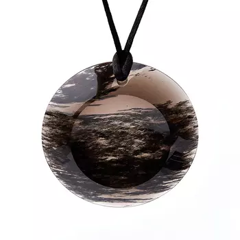 Кулон обсидиан прозрачный круг 6 см