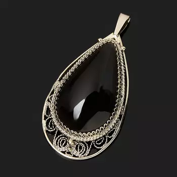 Кулон обсидиан прозрачный (нейзильбер) капля
