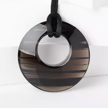 Кулон обсидиан прозрачный (текстиль) 4 см