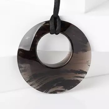 Кулон обсидиан прозрачный (текстиль) 5 см