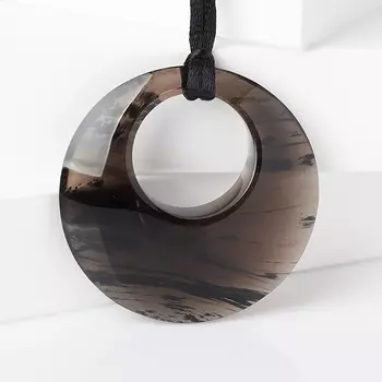 Кулон обсидиан прозрачный (текстиль) 5 см