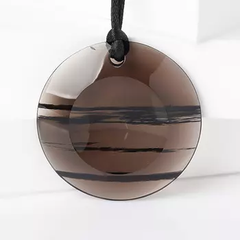 Кулон обсидиан прозрачный (текстиль) 5 см