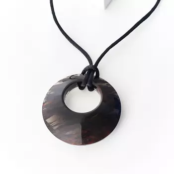 Кулон обсидиан прозрачный (текстиль) круг 5 см