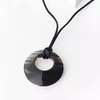 Кулон обсидиан прозрачный (текстиль) круг 5 см