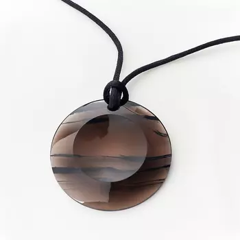 Кулон обсидиан прозрачный (текстиль) круг 5 см