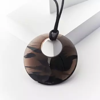 Кулон обсидиан прозрачный (текстиль) круг 6 см