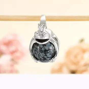 Кулон обсидиан снежный лягушка 3 см