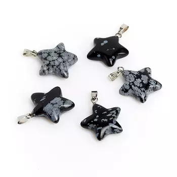 Кулон обсидиан снежный (биж. сплав) звезда 2,5-3 см