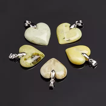 Кулон офиокальцит сердечко (биж. сплав) 3,5-4 см