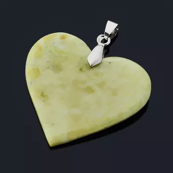 Кулон офиокальцит сердечко (биж. сплав) 4,5 см
