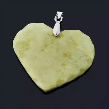 Кулон офиокальцит сердечко (биж. сплав) 5 см