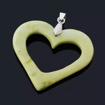Кулон офиокальцит сердечко (биж. сплав) 5 см