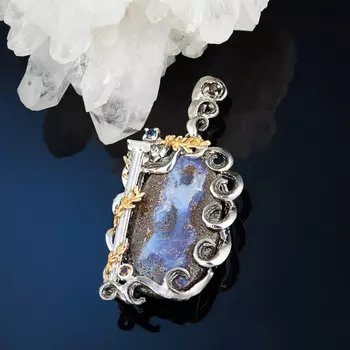 Кулон опал благородный в породе (серебро 925 пр., позолота)