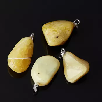 Кулон опал желтый галтовка (биж. сплав) 1,5-3 см