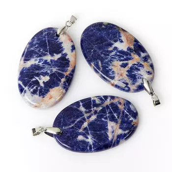 Кулон овал содалит (биж. сплав) 6,5-7 см