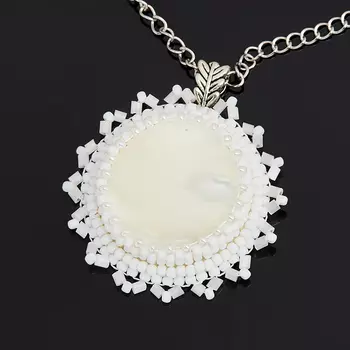 Кулон перламутр белый (биж. сплав)