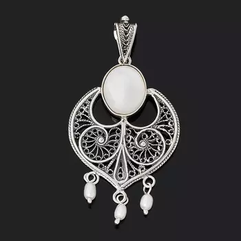 Кулон перламутр белый (серебро 925 пр. оксидир.)