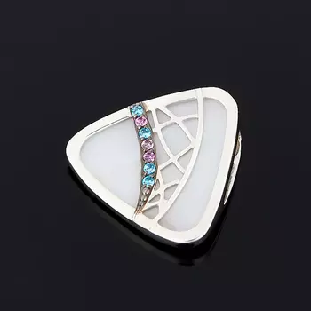 Кулон перламутр розовый (серебро 925 пр. родир. бел., родир. черн.) треугольник