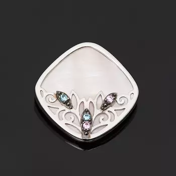 Кулон перламутр розовый (серебро 925 пр. родир. бел., родир. черн.)