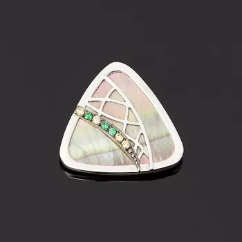 Кулон перламутр серый треугольник (серебро 925 пр.)