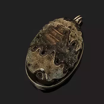 Кулон пирит, окаменелость (нейзильбер) овал 6 см