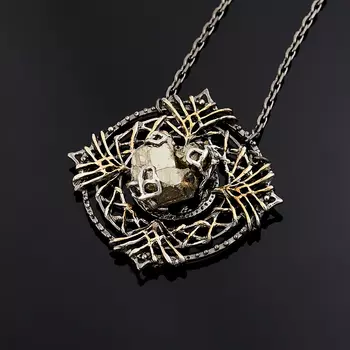 Кулон пирит (серебро 925 пр., позолота)