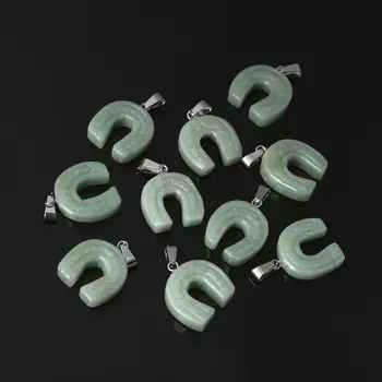 Кулон подкова авантюрин зеленый (биж. сплав) 2,5-3 см