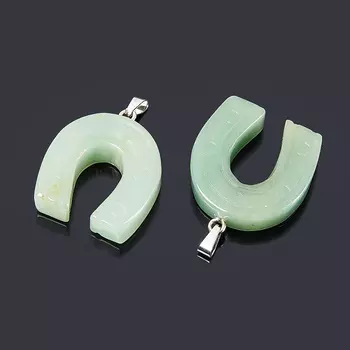 Кулон подкова авантюрин зеленый (биж. сплав) 4 см