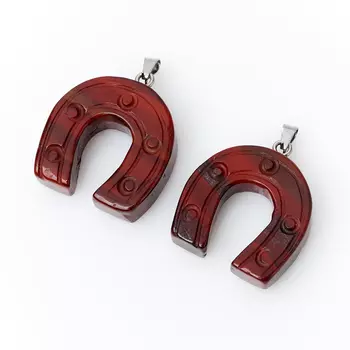 Кулон подкова яшма красная (биж. сплав) 4-4,5 см
