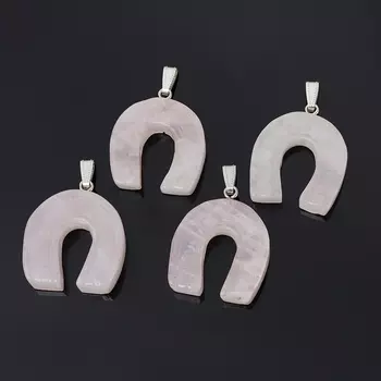 Кулон подкова розовый кварц (биж. сплав) 4-4,5 см