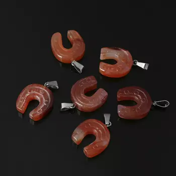 Кулон подкова сердолик (биж. сплав) 3 см