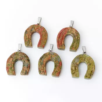 Кулон подкова унакит (биж. сплав) 4-4,5 см