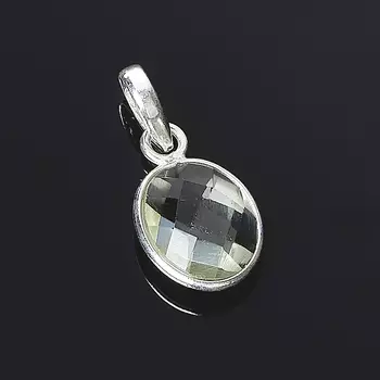 Кулон празиолит (серебро 925 пр.) овал огранка